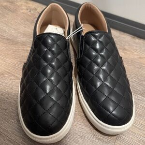 Black Quilted Slip On Shoes